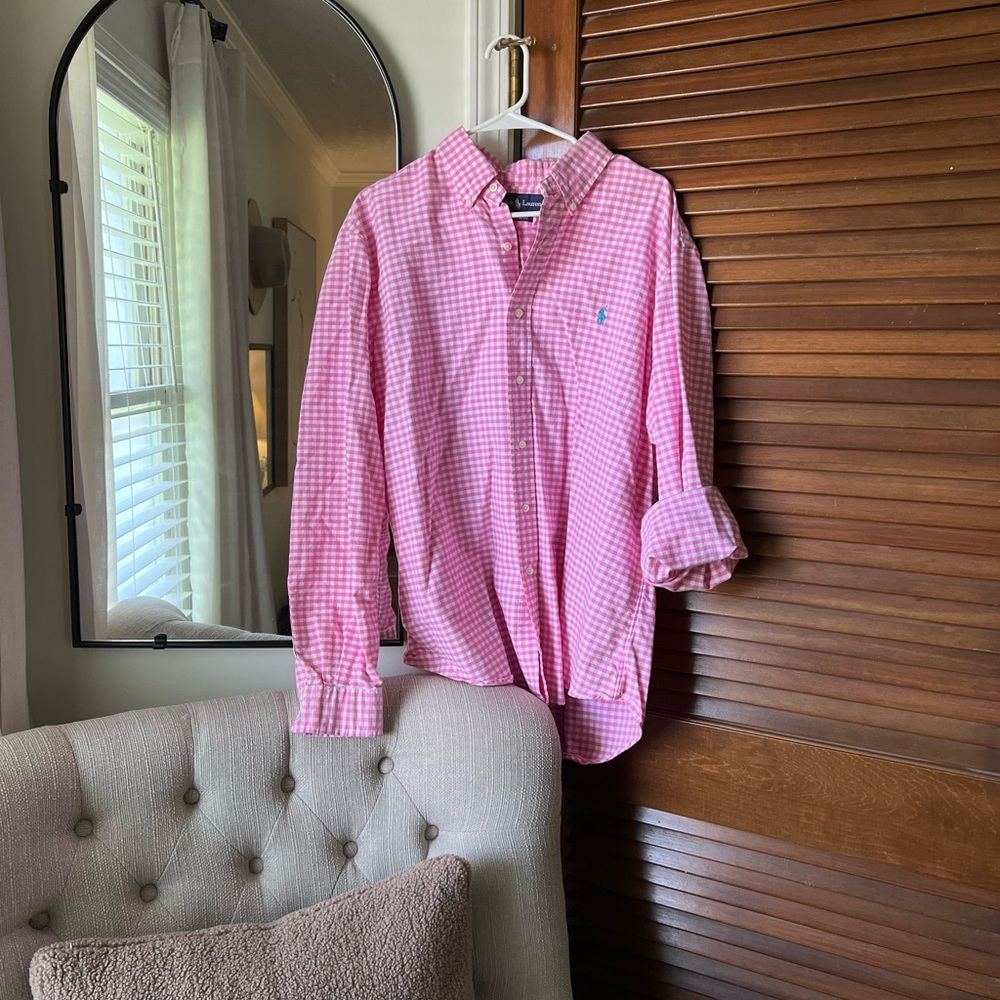 Men’s Pink Gingham Button Down